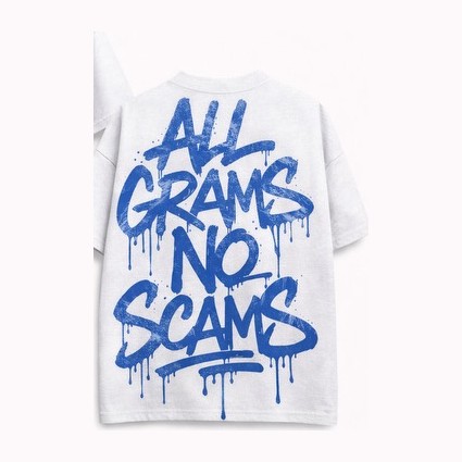 All Grams No Scams Tee, White, back